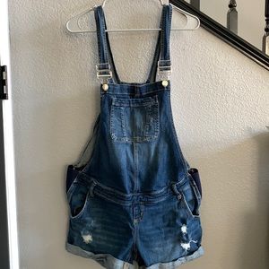Maternity Denim Overall Shorts